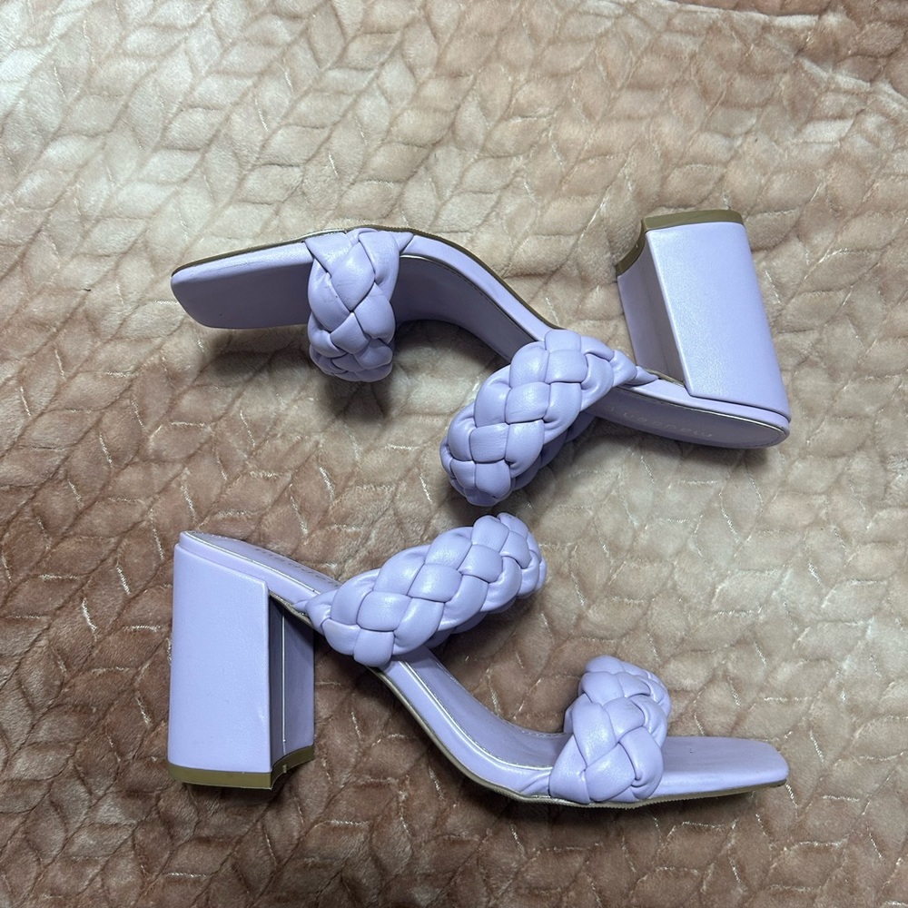 Lavender Madden Girl braided block heels